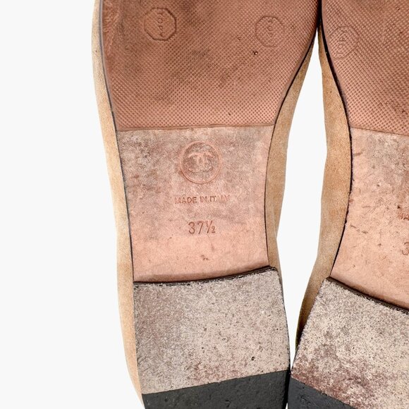 Chanel CC Cap Toe Ballet Flats EU 37.5 US 6.5-7 Beige Suede & Black Two Tone - Picture 13 of 16